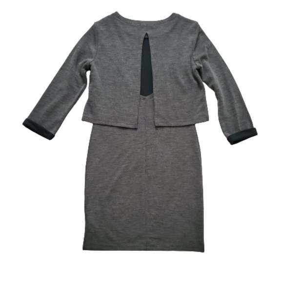 Forever 21 Women's Long Sleeve Cover-Up Style Bodycon Knit Gray Dress Size Small - Picture 3 of 13